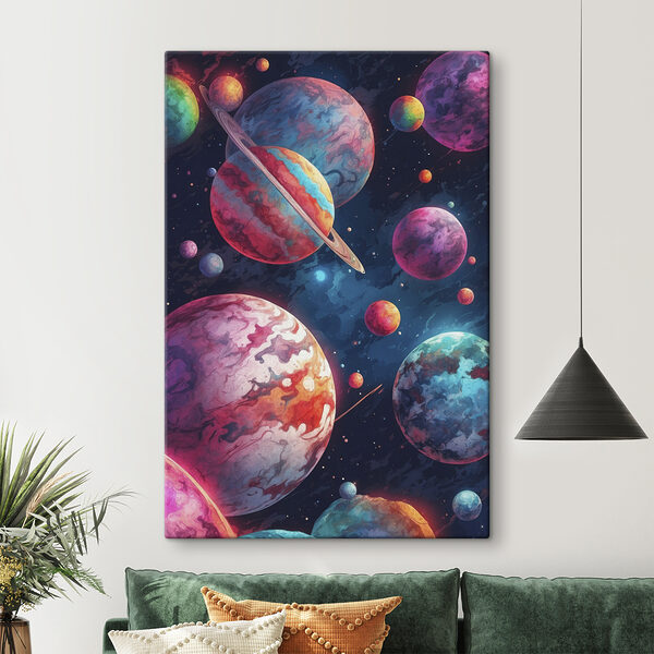 Bunte Planeten im Weltraum Bunte Planeten im Weltraum