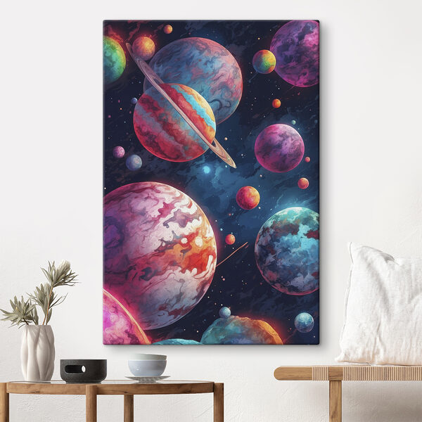 Bunte Planeten im Weltraum Bunte Planeten im Weltraum