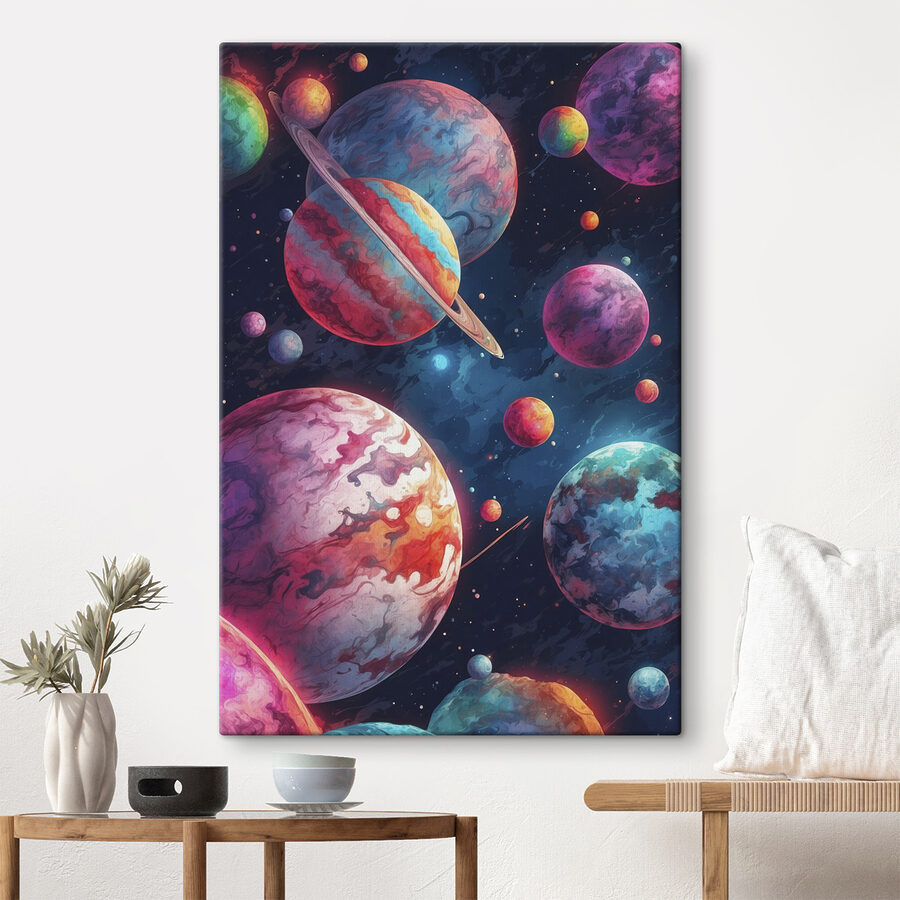 Bunte Planeten im Weltraum