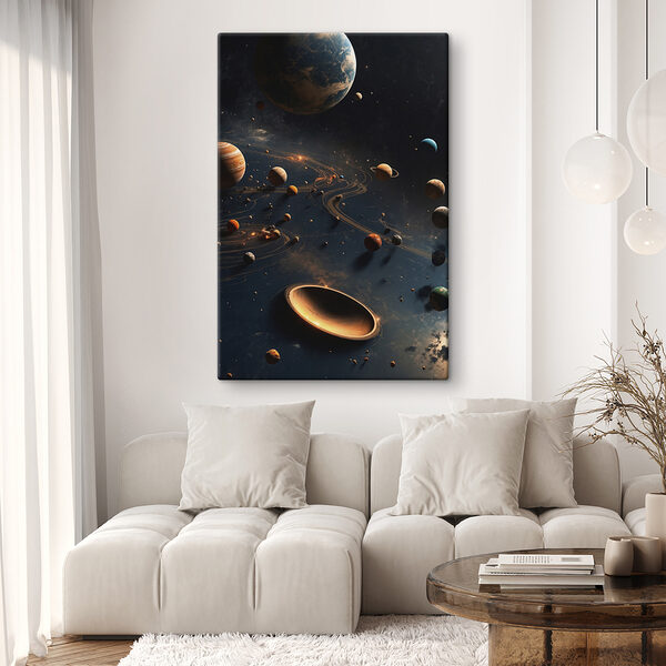 Planeten im Weltraum mit Planeten und Sternen Planeten im Weltraum mit Planeten und Sternen