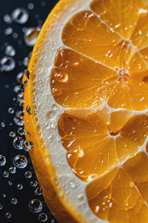 Nahaufnahme einer Orangenscheibe Nahaufnahme einer Orangenscheibe