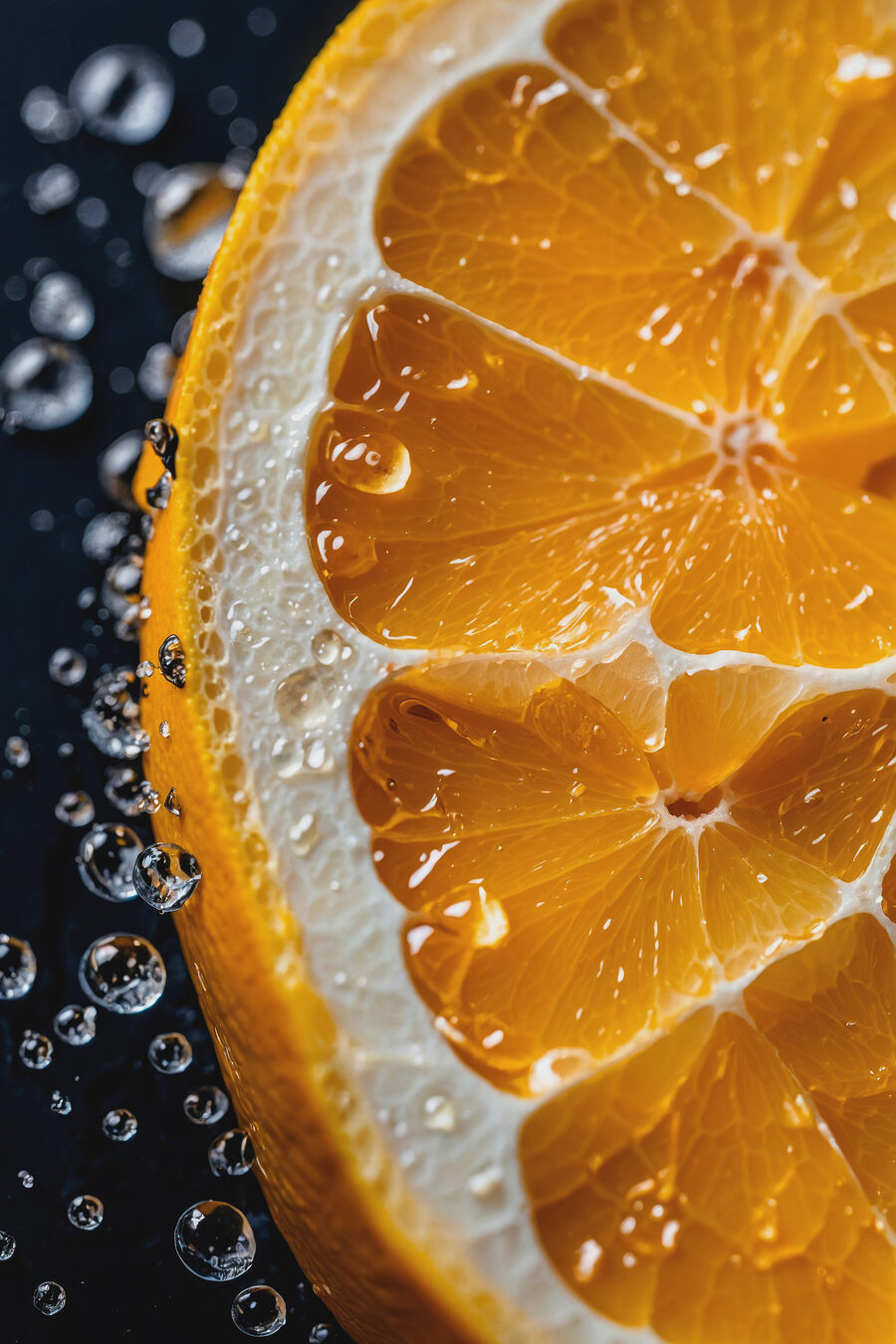 Nahaufnahme einer Orangenscheibe
