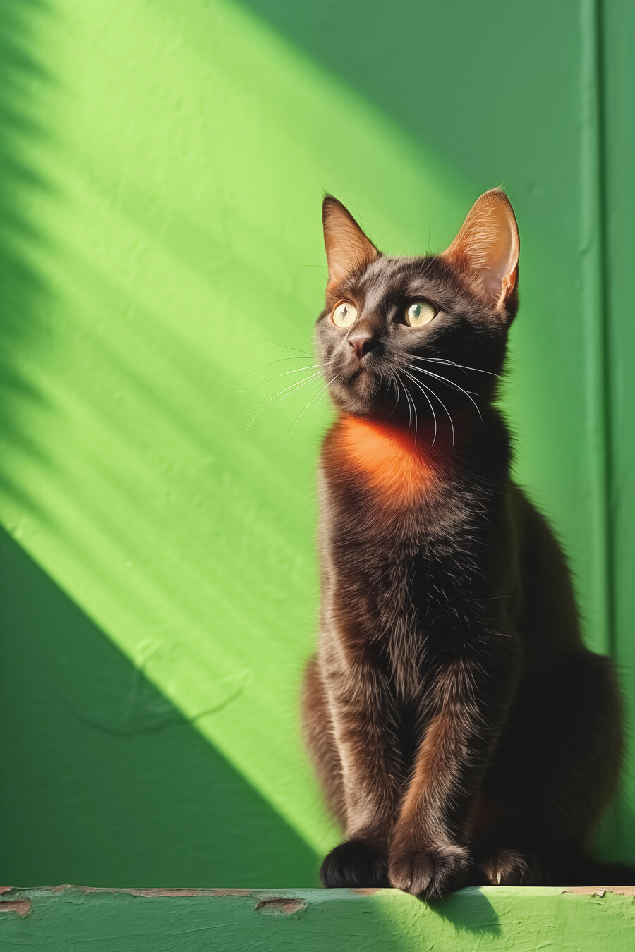 Katze sitzt auf einem Stuhl