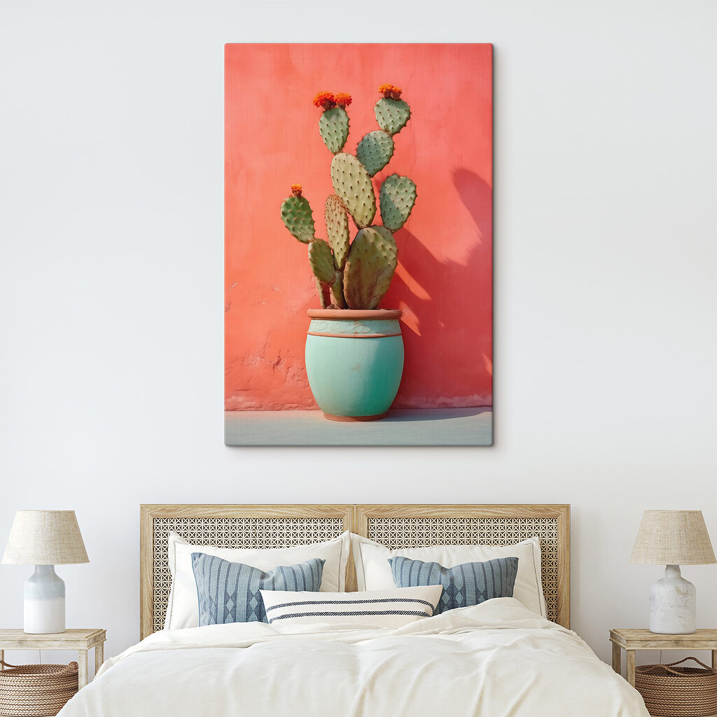 Cactus in a pot against a wall