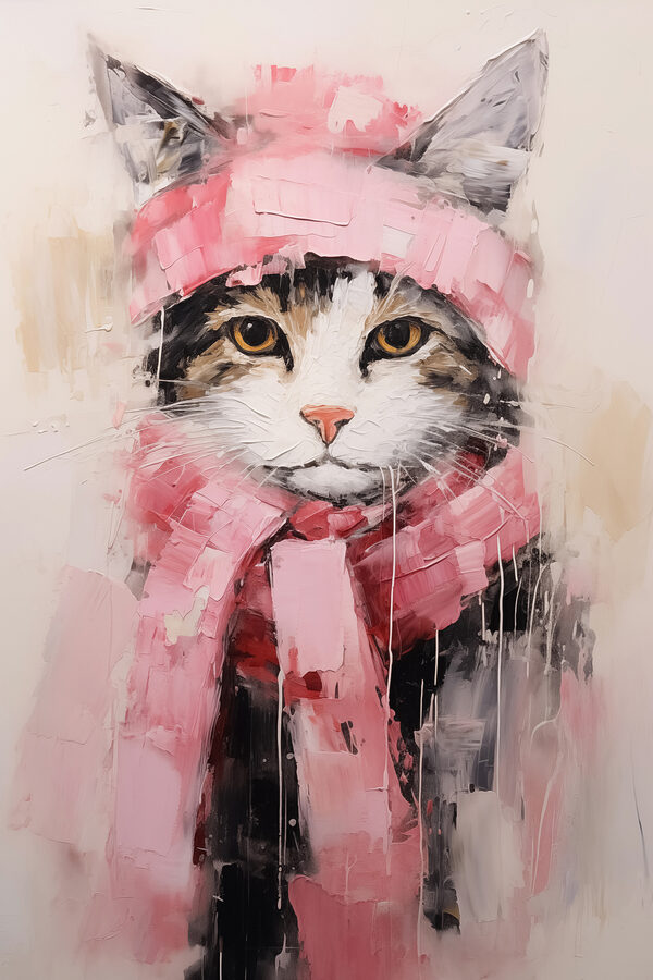 Gemälde einer Katze mit Kopftuch s40801p 600x900 - Gemälde einer Katze mit Kopftuch