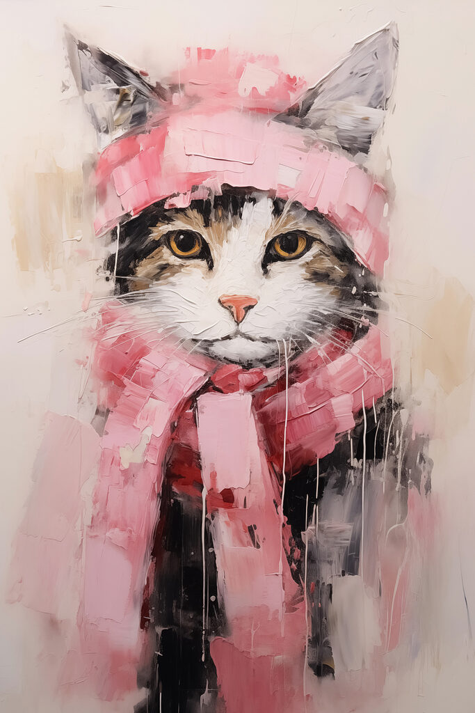 Gemälde einer Katze mit Kopftuch s40801p 683x1024 - Gemälde einer Katze mit Kopftuch