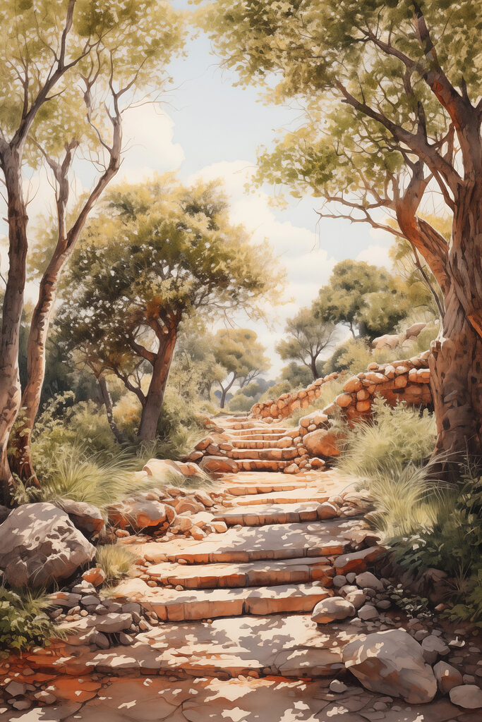 Stone stairs leading up to trees Stone stairs leading up to trees