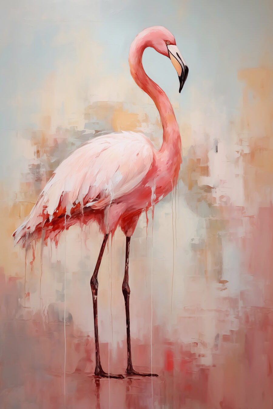 Gemälde eines rosa Flamingos