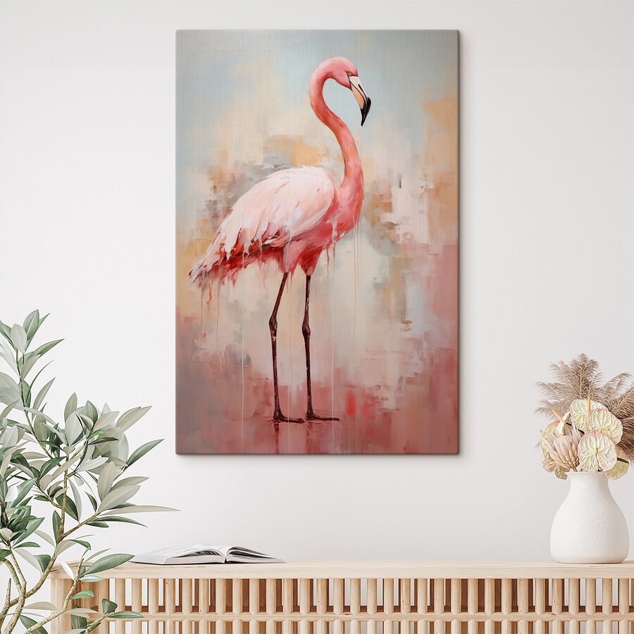 Gemälde eines rosa Flamingos