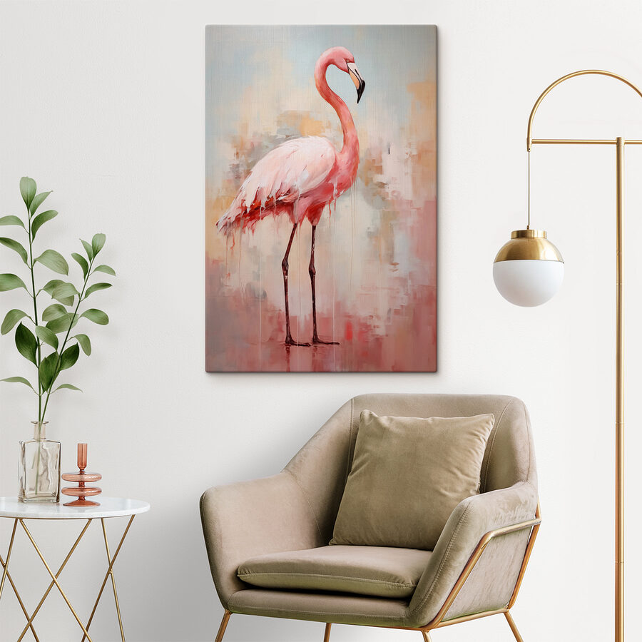 Gemälde eines rosa Flamingos