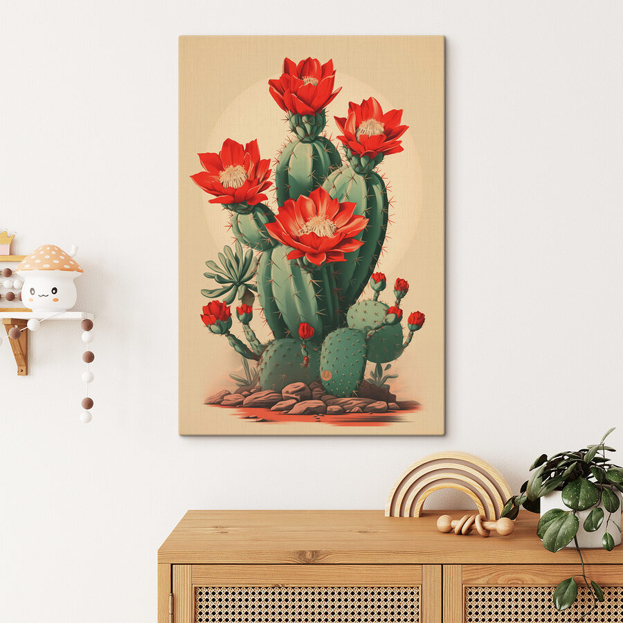 Kaktus mit roten Blüten