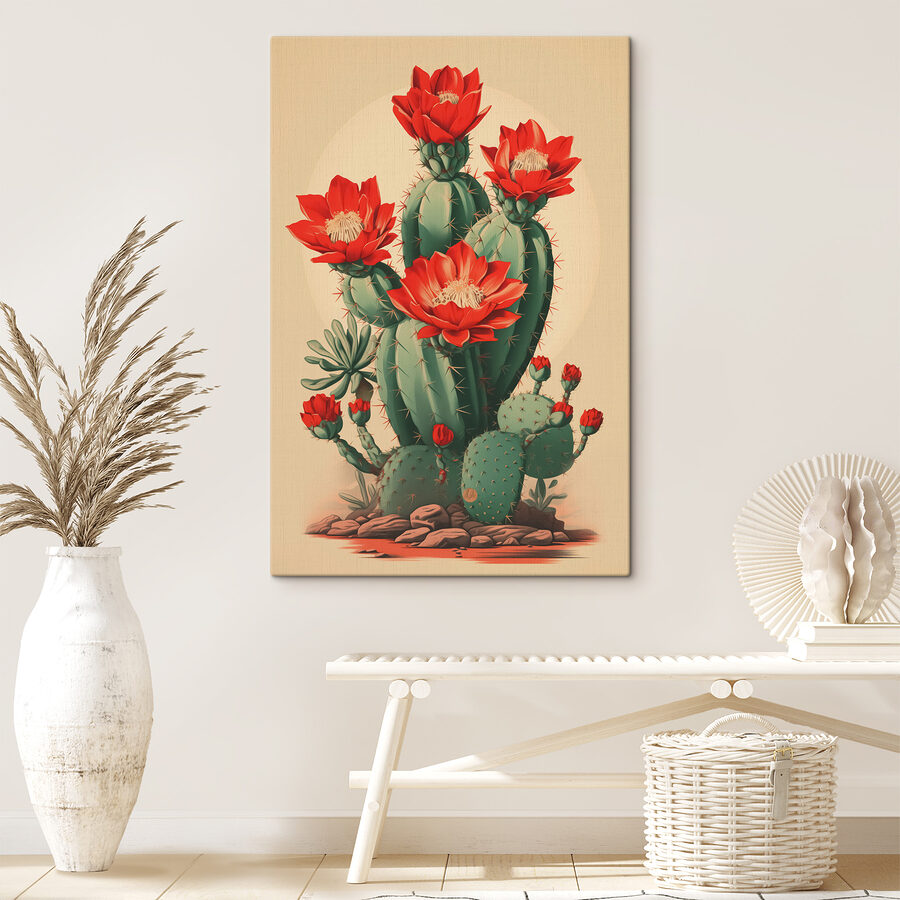 Kaktus mit roten Blüten