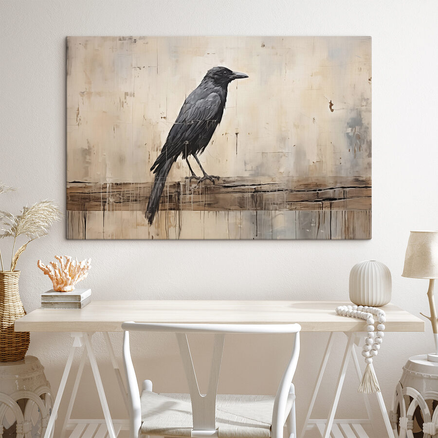Gemälde eines Vogels auf einem Ast
