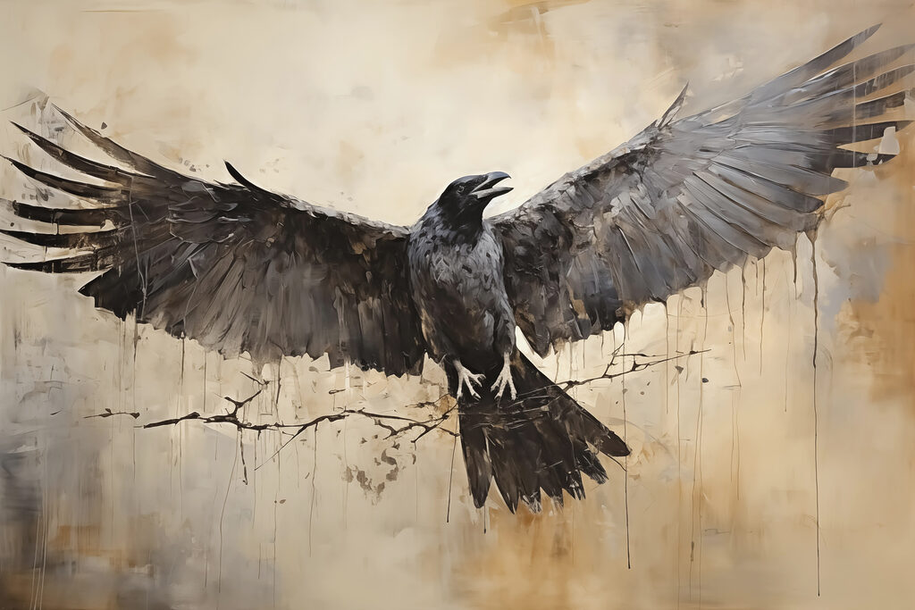 Bird with wings spread