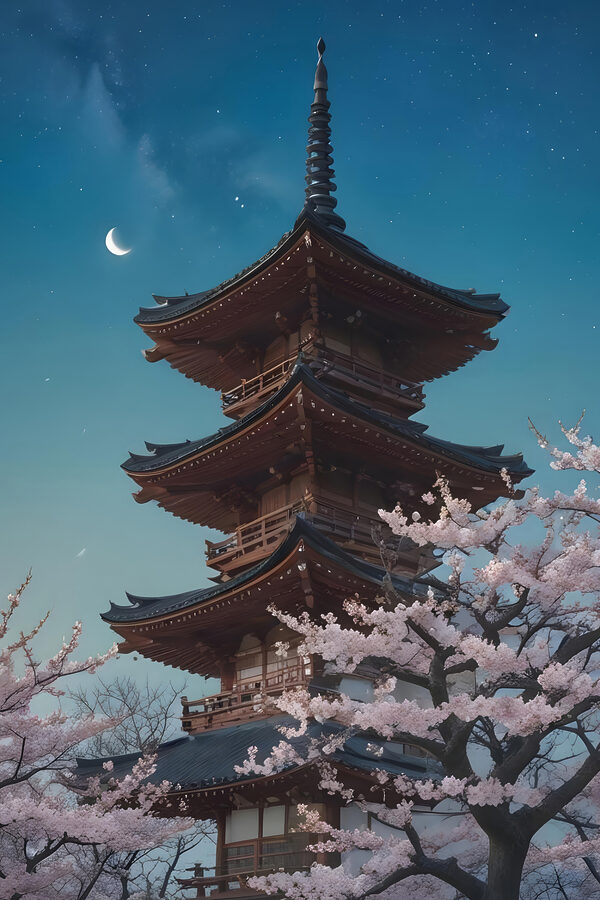 Pagode mit Kirschblüten Pagode mit Kirschblüten