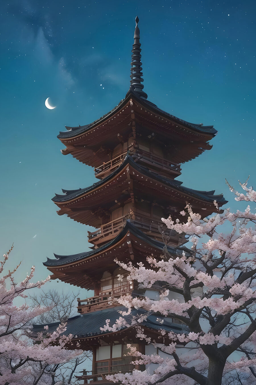 Pagode mit Kirschblüten