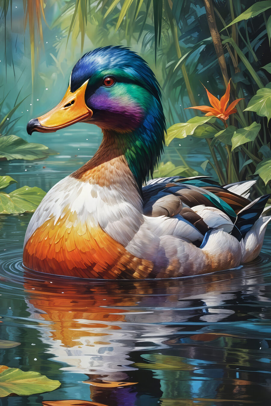 Bunte Ente im Wasser