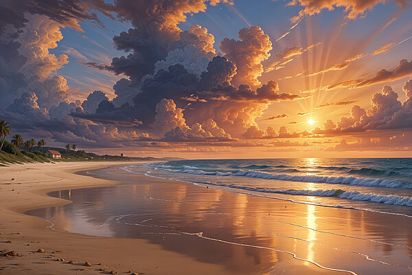 Sonnenuntergang über einem Strand Sonnenuntergang über einem Strand