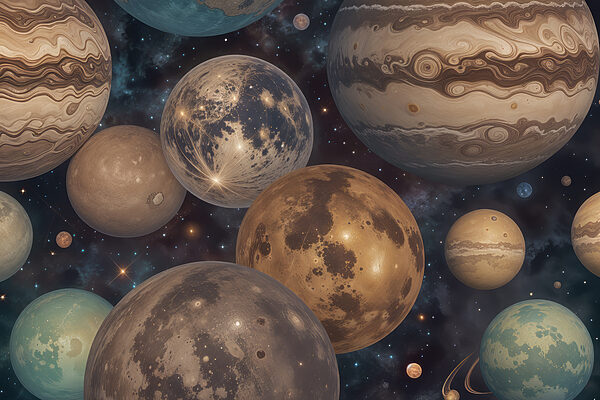 Gruppe von Planeten im Weltraum Gruppe von Planeten im Weltraum