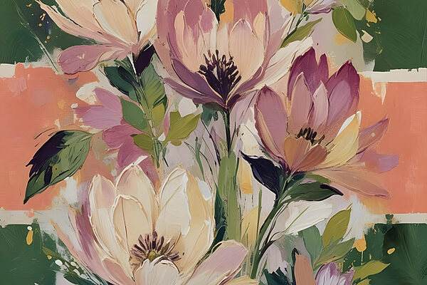 Gemälde von Blumen auf einer Leinwand Gemälde von Blumen auf einer Leinwand