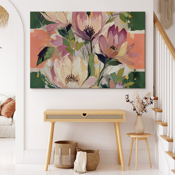 Gemälde von Blumen auf einer Leinwand Gemälde von Blumen auf einer Leinwand