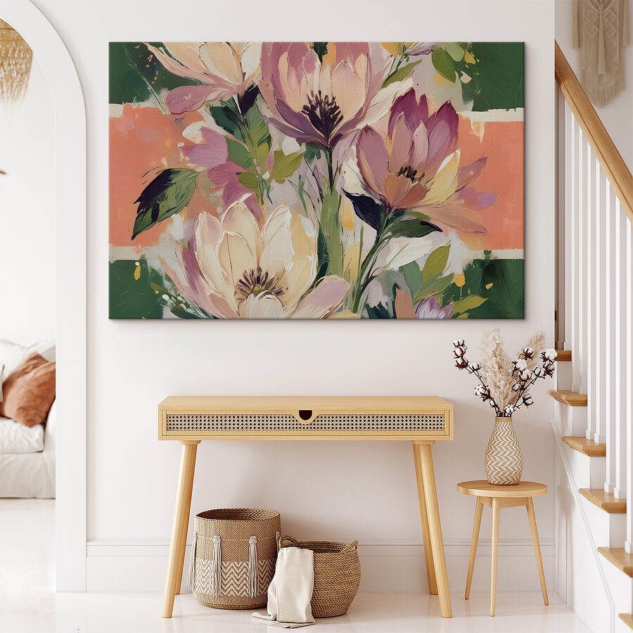 Gemälde von Blumen auf einer Leinwand Gemälde von Blumen auf einer Leinwand