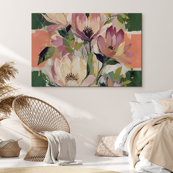 Gemälde von Blumen auf einer Leinwand Gemälde von Blumen auf einer Leinwand