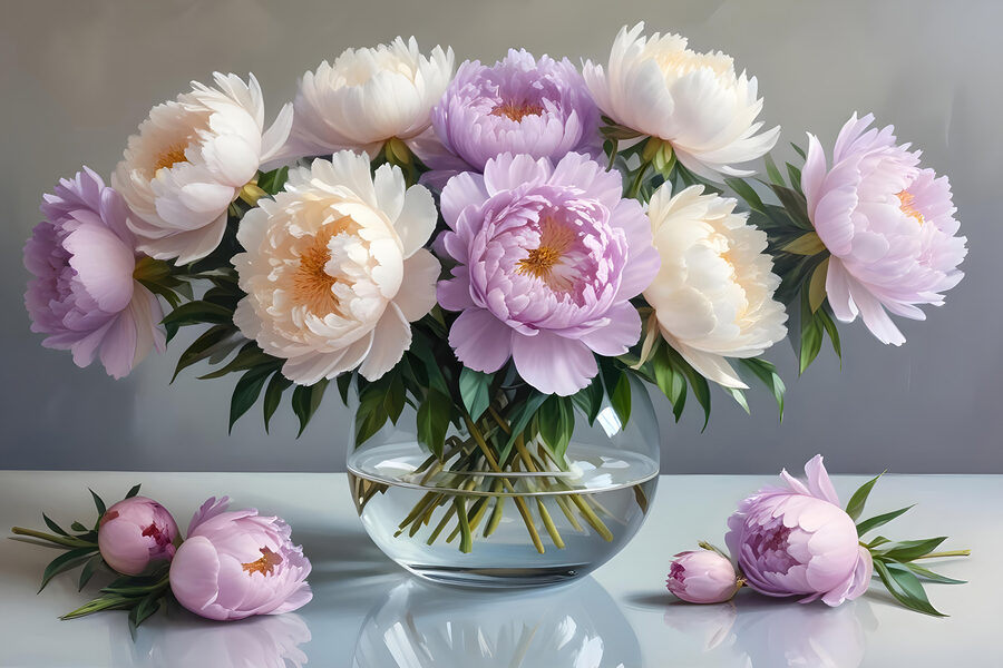 Vase mit Blumen auf einem Tisch