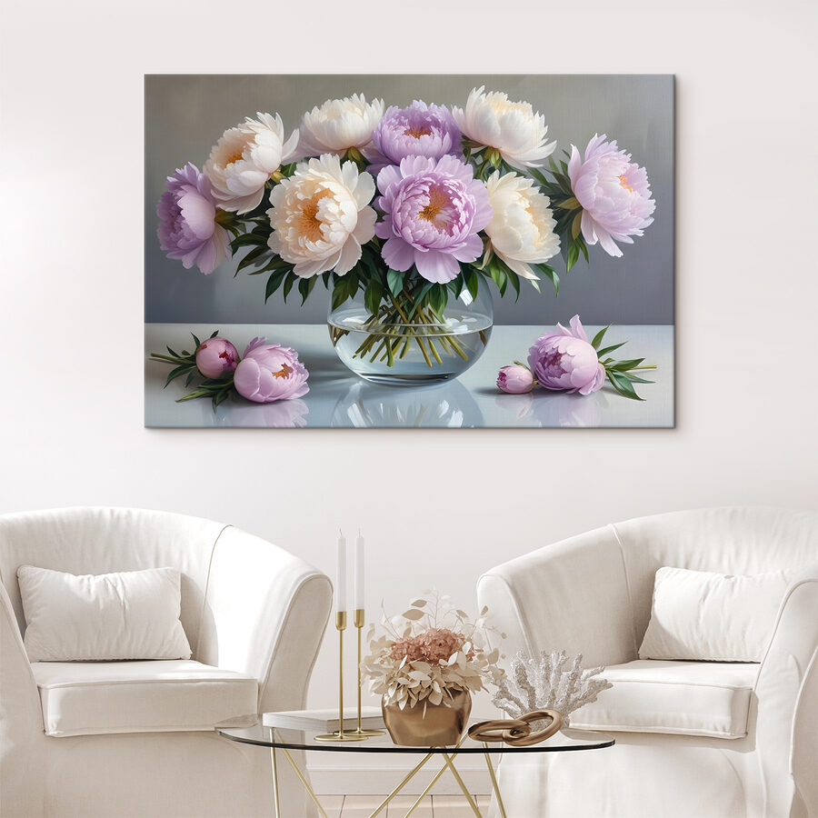 Vase mit Blumen auf einem Tisch
