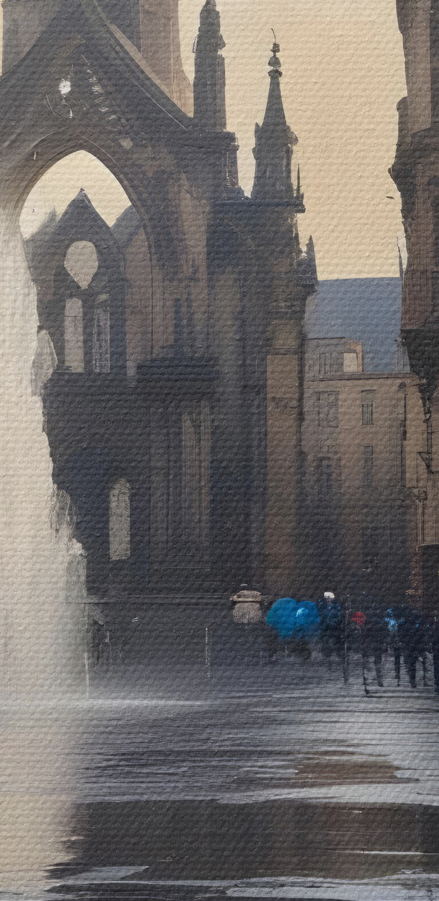 Brunnen in einem Innenhof mit einer Statue in der Mitte