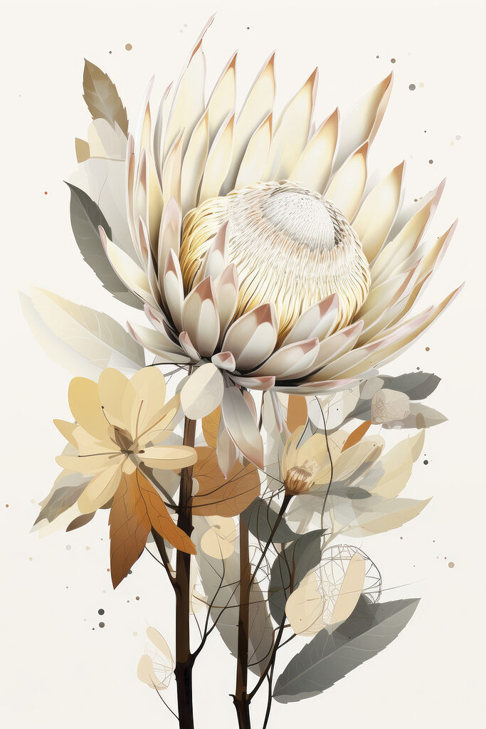 Flower with leaves and a white flower Flower with leaves and a white flower