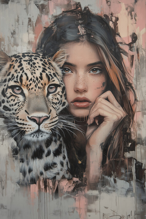 Frau mit Leopard Frau mit Leopard