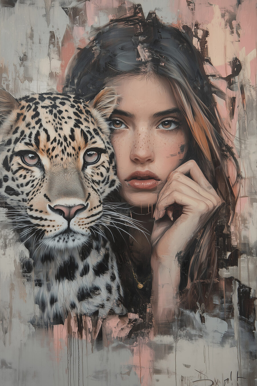 Frau mit Leopard
