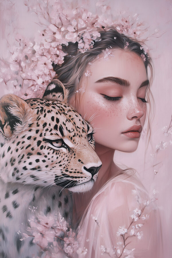 Frau mit Gepard Frau mit Gepard