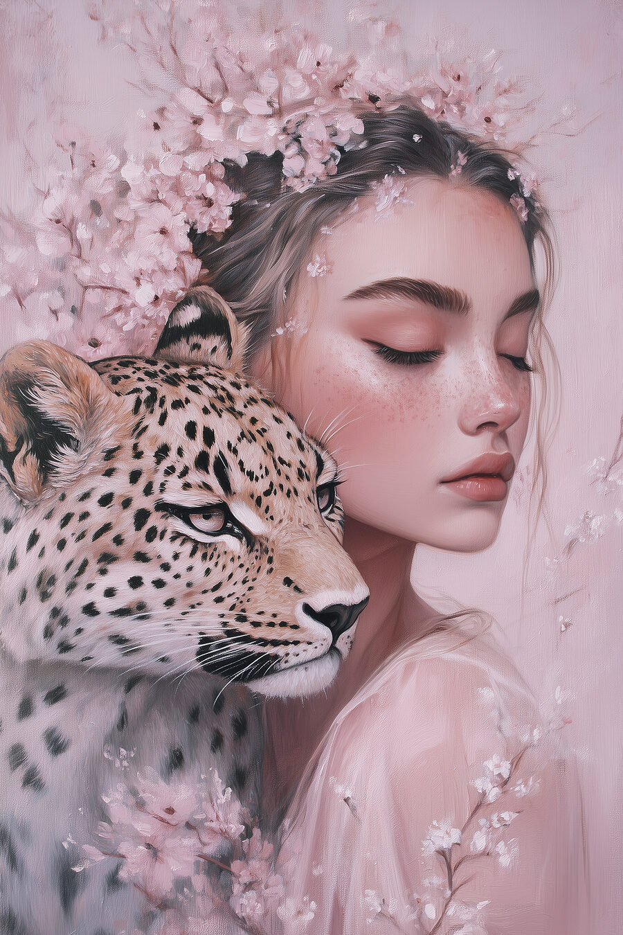 Frau mit Gepard Frau mit Gepard