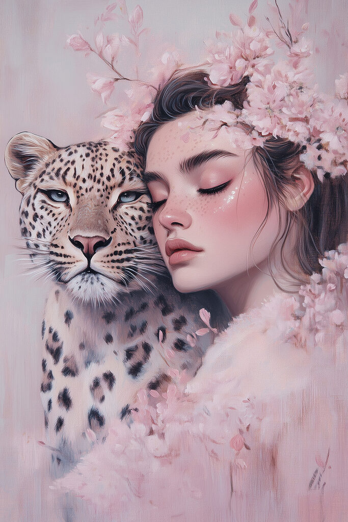 Woman with a cheetah