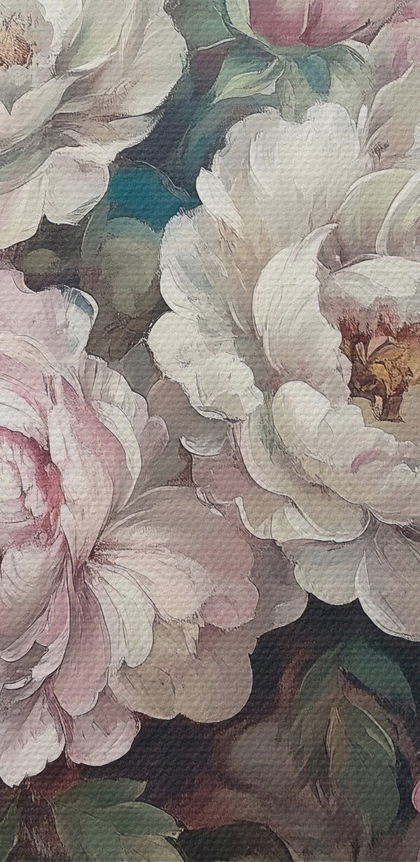 Gemälde mit Blumen auf blauem Hintergrund Gemälde mit Blumen auf blauem Hintergrund