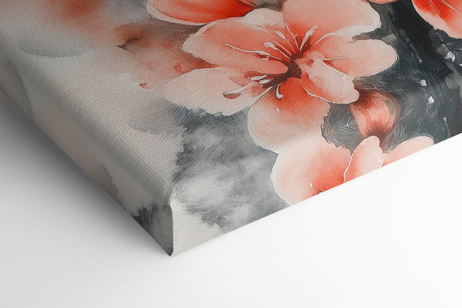Katze sitzt auf einem Baum mit Blumen