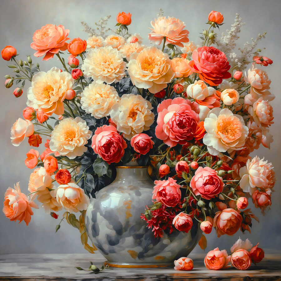 Vase mit Blumen auf einem Tisch Vase mit Blumen auf einem Tisch