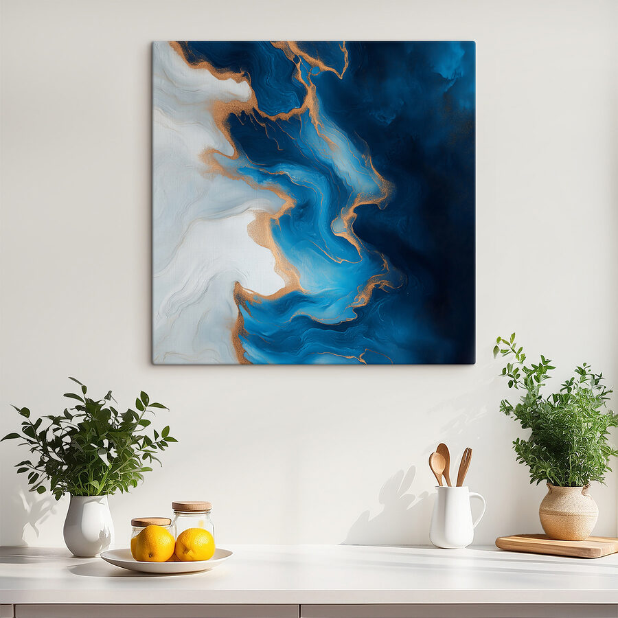 Azurblaue Ströme in einem abstrakten Tanz