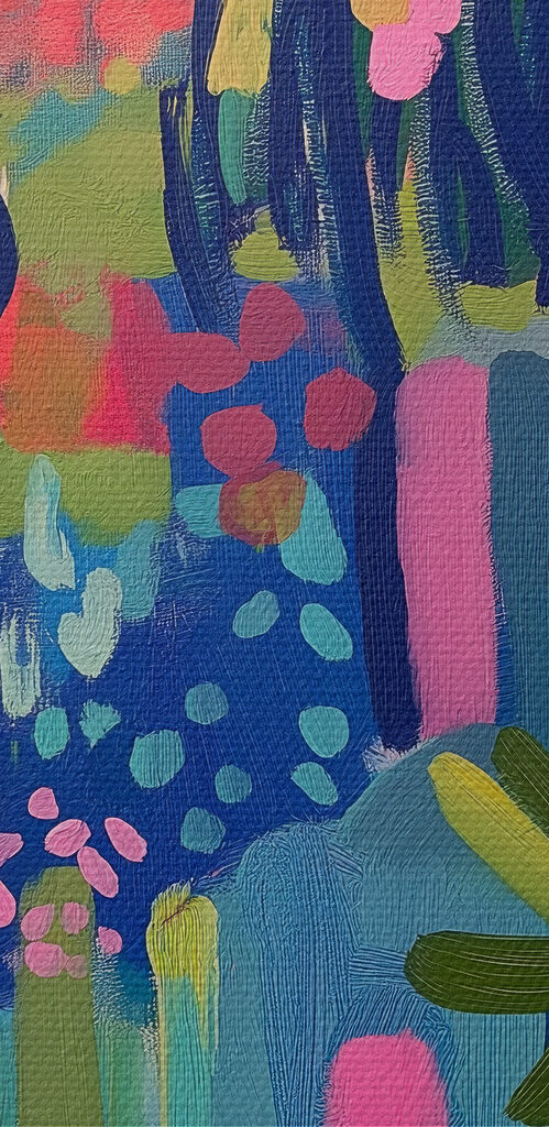 Colorful painting of flowers and plants