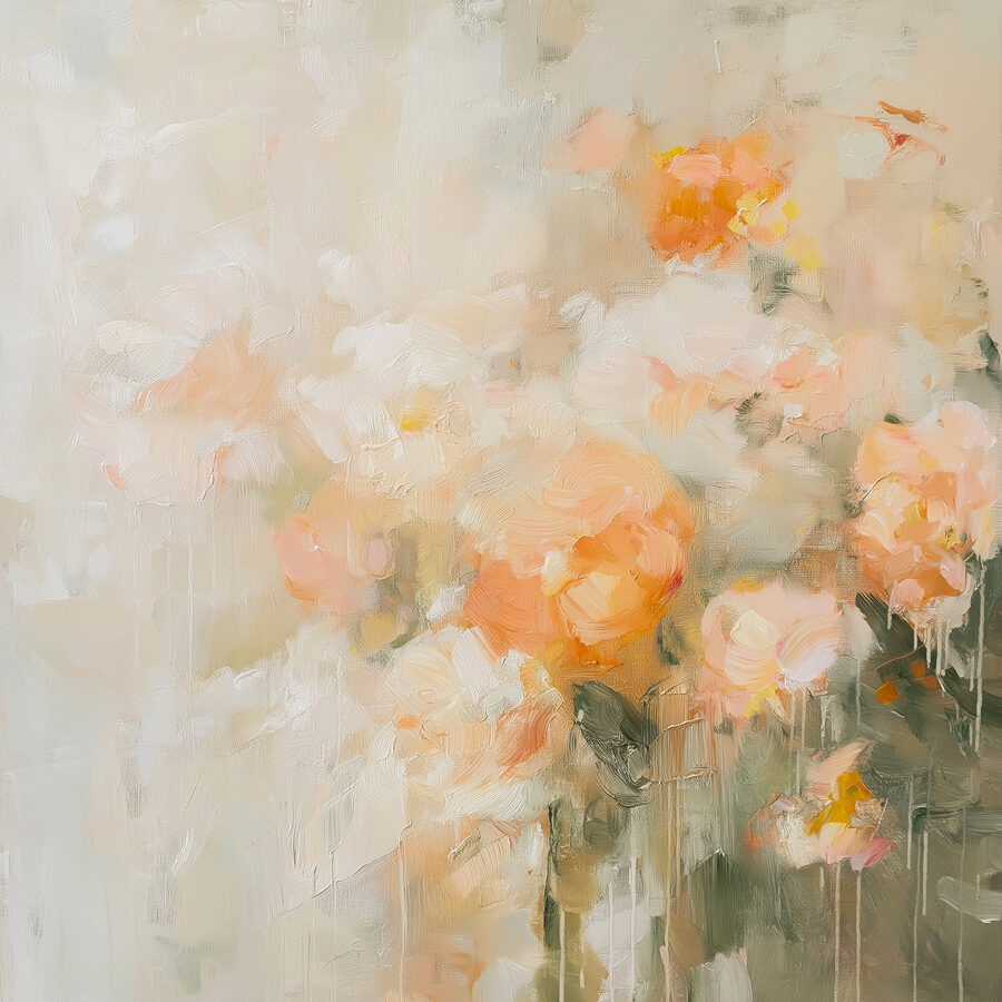 Malerei von Blumen auf einer weißen Fläche