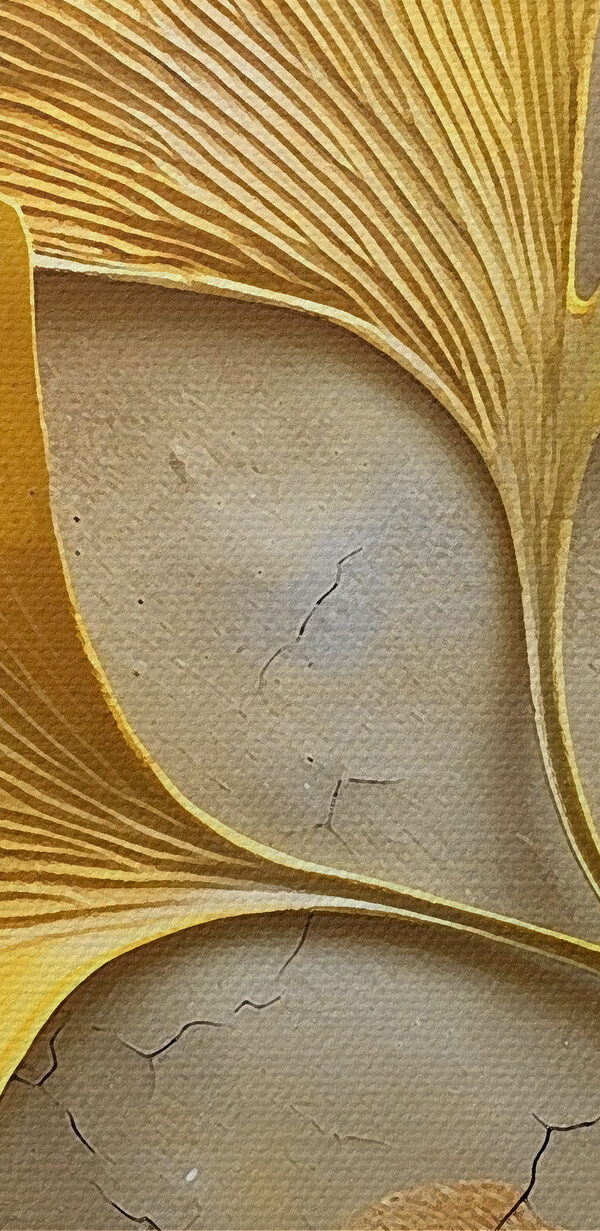 Gelbe Blätter auf einer Betonfläche Gelbe Blätter auf einer Betonfläche