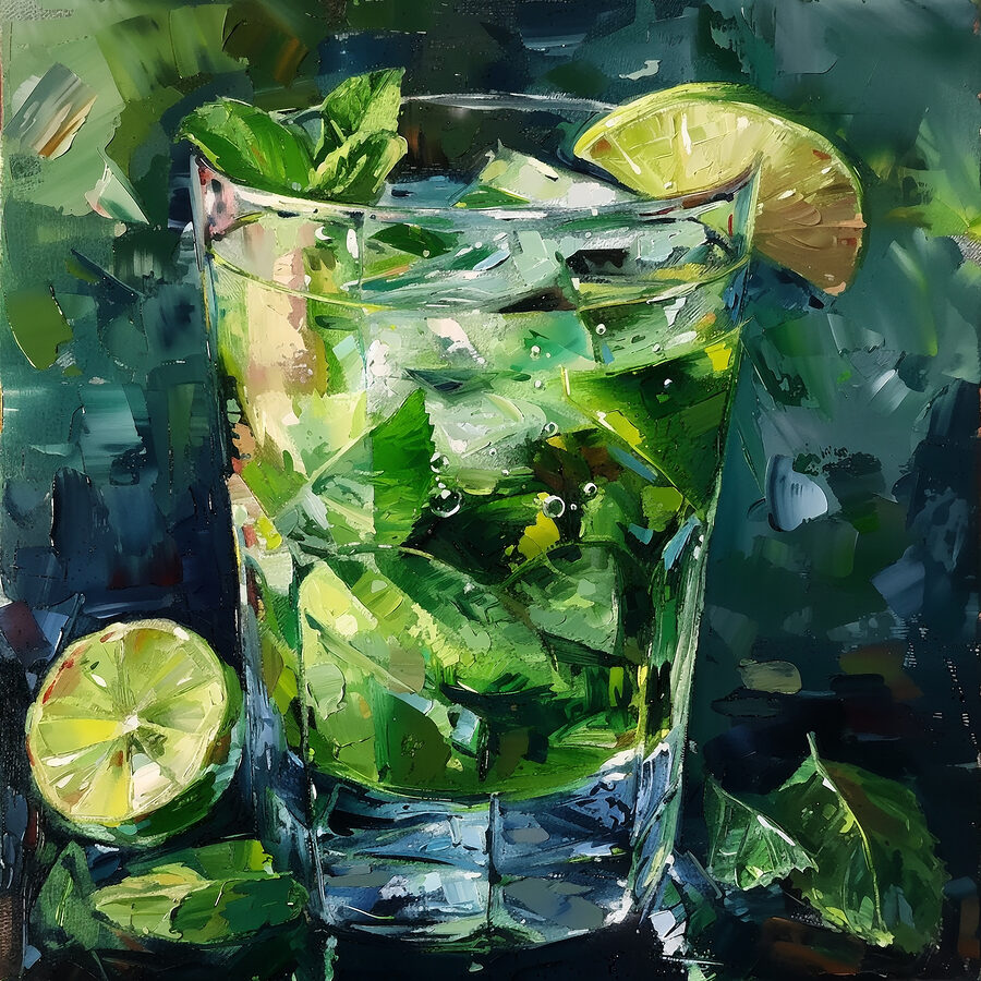 Glas mit Eis und Limetten Glas mit Eis und Limetten
