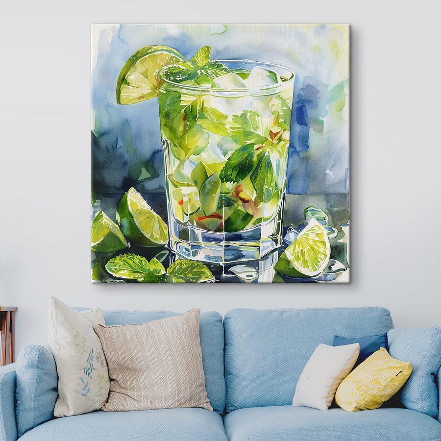 Ein Glas Wasser mit Limetten und Minzblättern