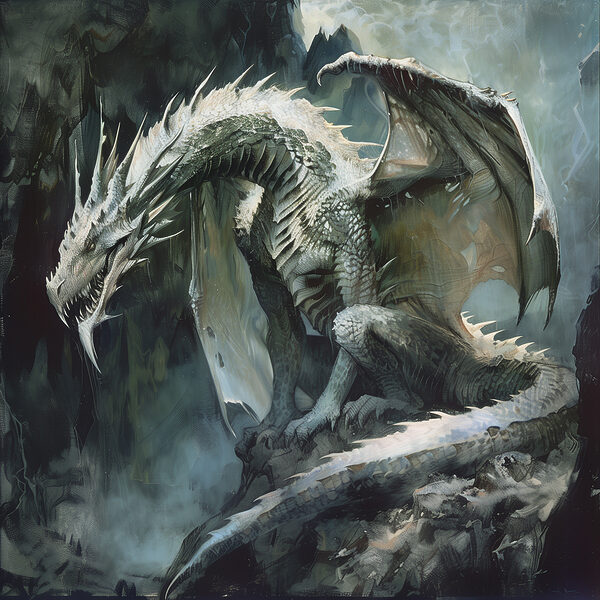 Drache auf einem Felsen sitzend Drache auf einem Felsen sitzend