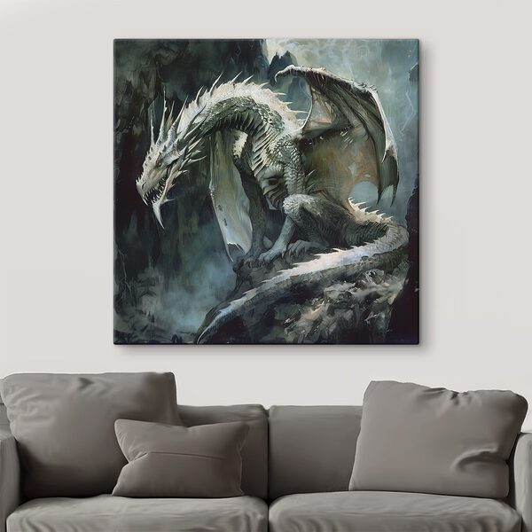 Drache auf einem Felsen sitzend Drache auf einem Felsen sitzend