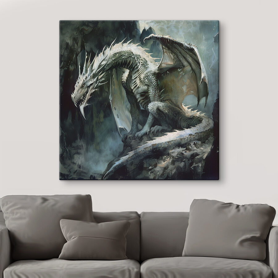 Drache auf einem Felsen sitzend