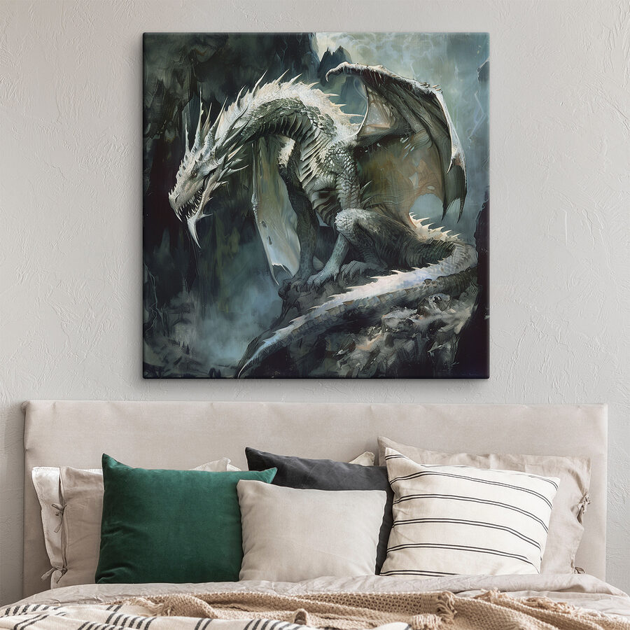 Drache auf einem Felsen sitzend