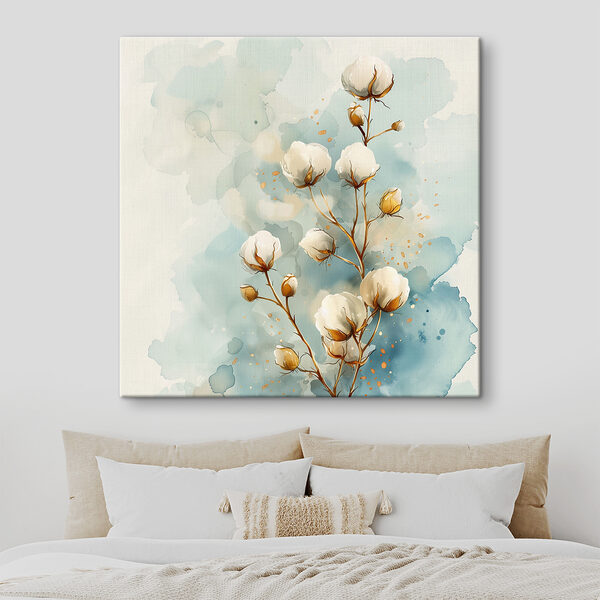 Aquarell von Baumwollblüten Aquarell von Baumwollblüten